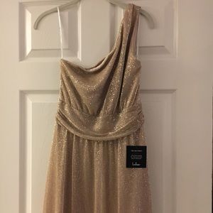 Lulus Gold Luminous One-Shoulder Maxi-Formal